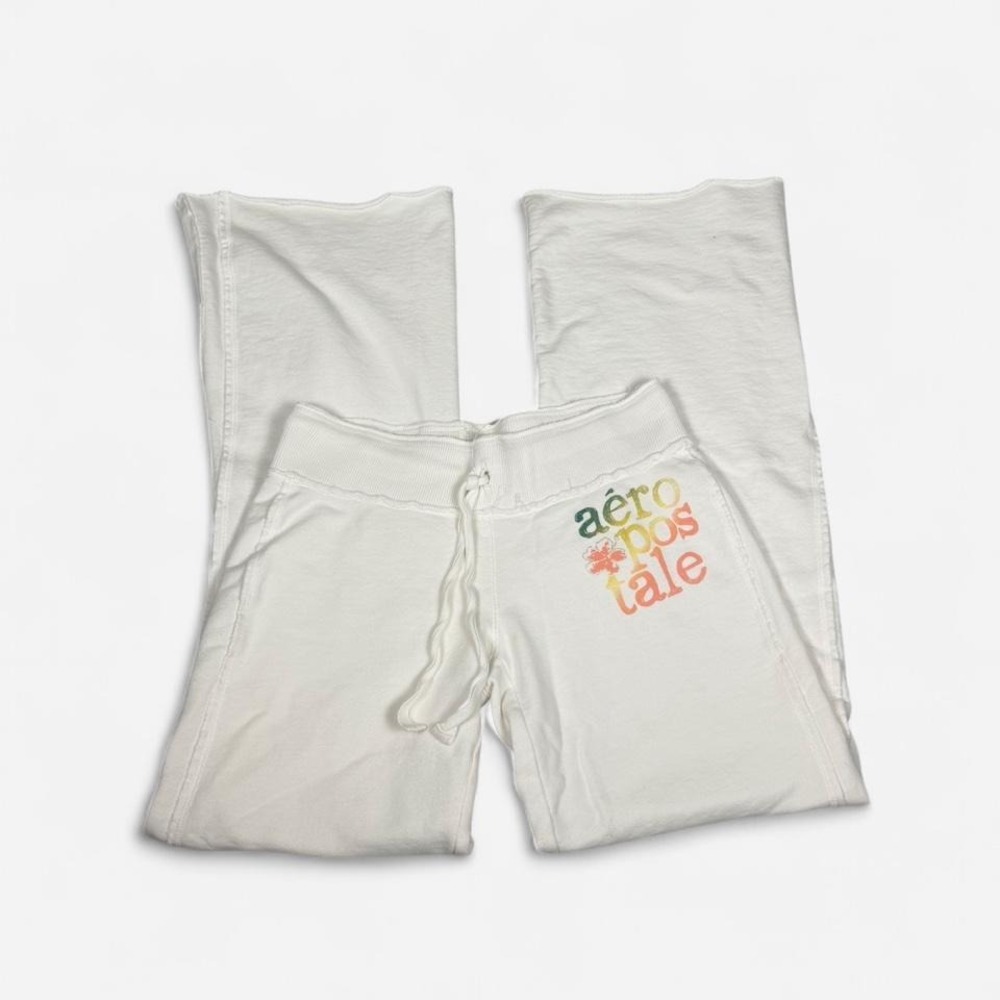 y2k Aeropostale white low rise flared sweatpants